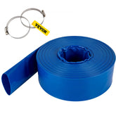 Discharge Hose, 3" x 105', PVC Lay Flat Hose, Heavy Duty Backwash Drain Hose with Clamps, Weather-proof & Burst-proof, Ideal for Swimming Pool & Water Transfer, Blue